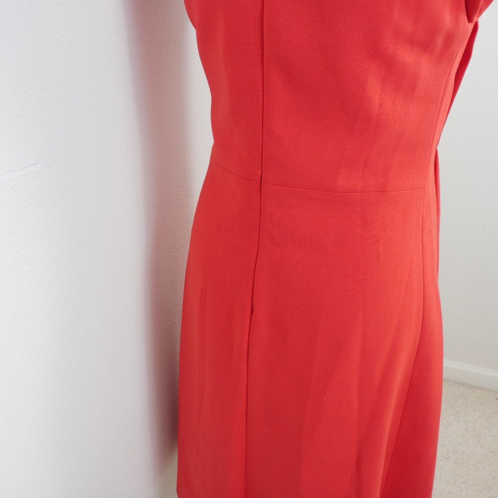 No 21 Red Short Sleeve Pin Tucked Pleated Front Vintage Mid Length Dress - Picture 10 of 13